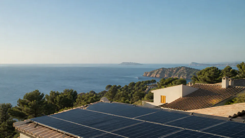 paneles costa mediterranea, imagen editorial sobre soluciones energéticas
